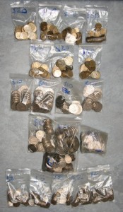 My bags of coin collection ($320 worth)
