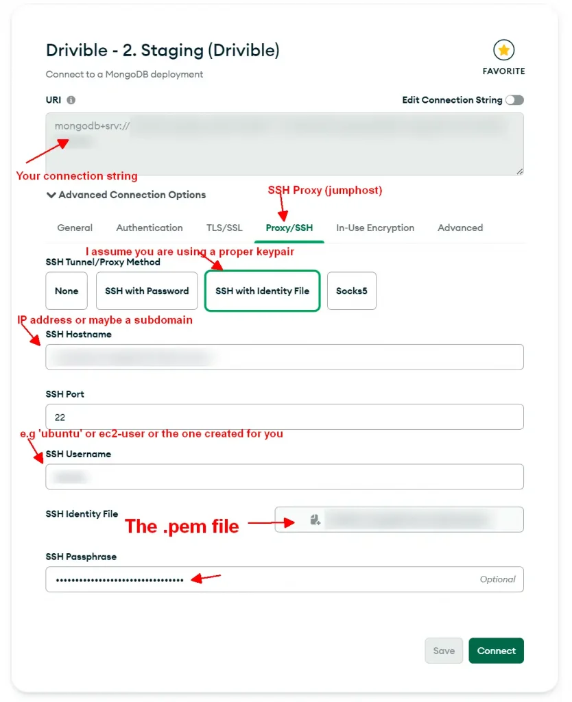 MongoDB Compass jumphost details